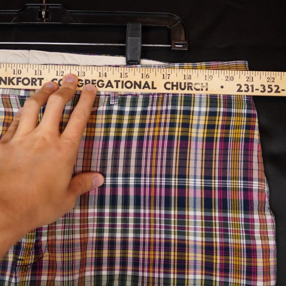Polo Ralph Lauren Shorts Mens 42 Multi Plaid Vintage Madras Cotton Flat‎ Front